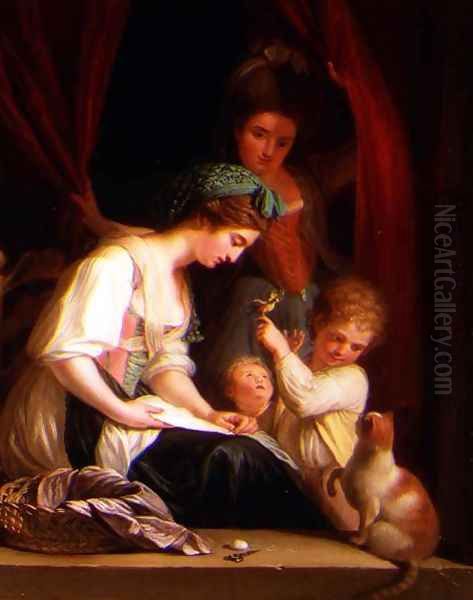 A Mother and her Children with a Nurse Behind - view 1