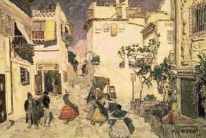 A Street in Seville sketch for the stage set for Bizets opera Carmen by Aleksandr Jakovlevic Golovin