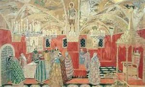 In the Kremlin scene from the opera Boris Godunov by Aleksandr Jakovlevic Golovin