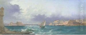 Grand Harbour, Valetta, at dusk by Luigi Maria Galea