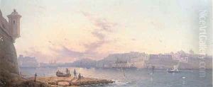 Sunset over the harbour, Valetta, Malta
