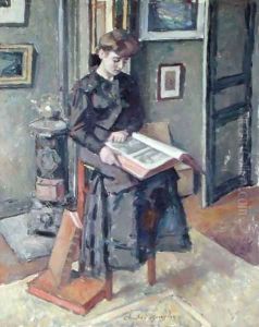 Girl Reading a Book by Charles Francois Prosper Guerin