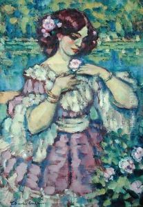 Lady with a Rose by Charles Francois Prosper Guerin