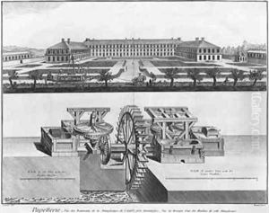 A paper mill illustration from the Encyclopedie des Sciences et Metiers by Denis Diderot 1713-84