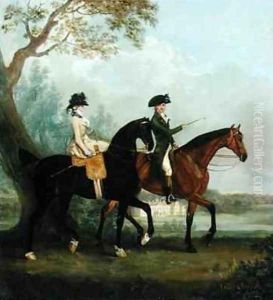 The Hon Marcia Pitt Riding with her Brother the Hon George Pitt later 2nd Lord Rivers in the Park of Stratfield Saye House by Thomas Gooch