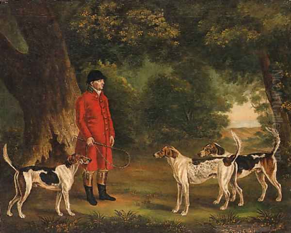 Portrait of Thomas Sebright with Hounds of the New Forest Hunt, in a wooded landscape - view 1