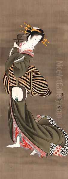 Geisha with shamisen - view 1