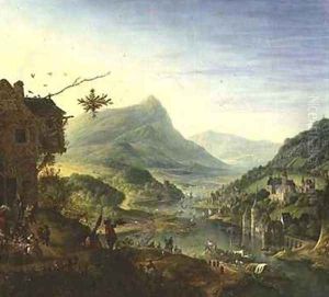 Panoramic view on the Rhine by Jan the Elder Griffier
