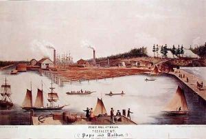 View of the Puget Mill Companys Lumber Mill in Teekalet