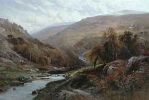 A Fisherman by a Highland Stream by Alfred Augustus I Glendenning