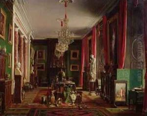 Interior of the Office of Alfred Emilien 1811-92 Count of Nieuwerkerke Director General of the Imperial Museums at the Louvre by Charles Giraud