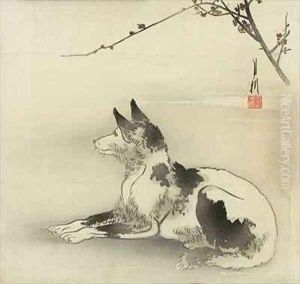 Black and white dog by Ogata Gekko
