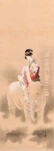 The courtesan of Eguchi as the bodhisattva Samantabhadra (Fugen)