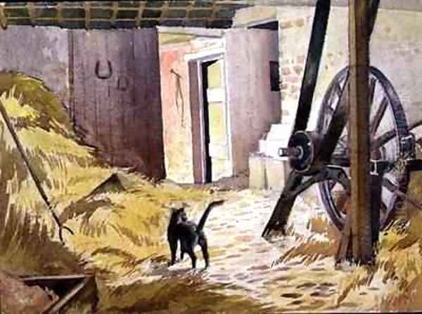A Barn with cat and agricultural machinery - view 1
