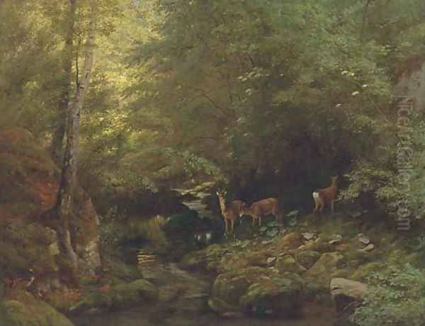 Deer in a river landscape - view 1