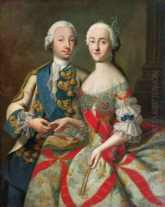 Portrait of Catherine the Great 1729-96 and Prince Petr Fedorovich 1728-62 by Georg Christoph Grooth