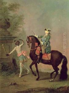 Portrait of Empress Elizabeth Petrovna 1709-62 on Horseback with a Negro Boy