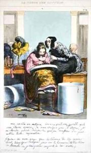 Worker in a hatmaking business writing a letter by Paul Gavarni