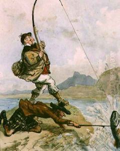 Mr Lovejoys Holiday Trip to the Highlands Salmon Trout Fishing by Ernest Henry Griset