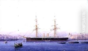 An Iron Clad in Valletta Harbour by Girolamo Gianni