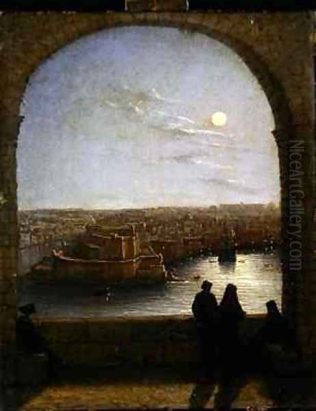 Inside the Fortifications Valetta View from an Arch by Night - view 1