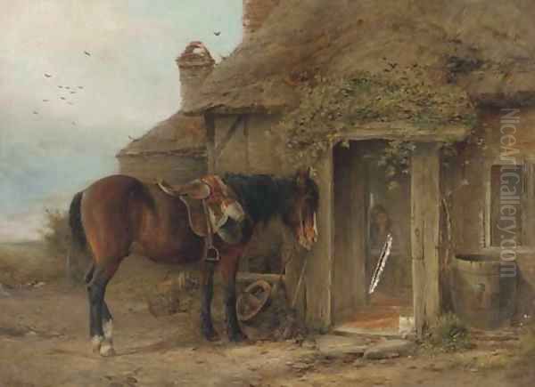 A pony before a cottage - view 1