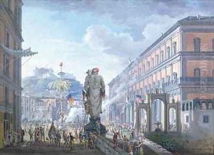 The Palazzo Reale at the Moment When the Tree of Liberty was Cut Down and the Troops en masse were Directed by the English in 1799 by Saviero Xavier della Gatta