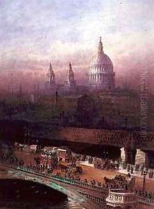 Blackfriars Bridge and St Pauls by Frederick E.J. Goff