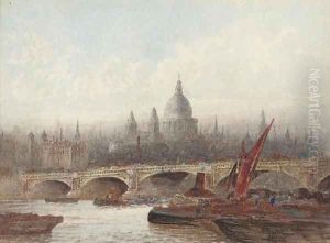 The Thames at Blackfriars Bridge, St. Paul's Cathedral beyond by Frederick E.J. Goff