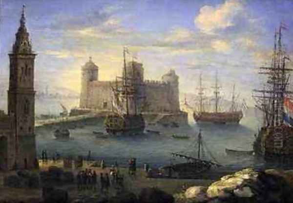 A Mediterranean port with men o war - view 1