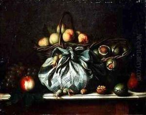 Baskets of Fruit Walnuts and Nuts in a Knapsack by Gagneux