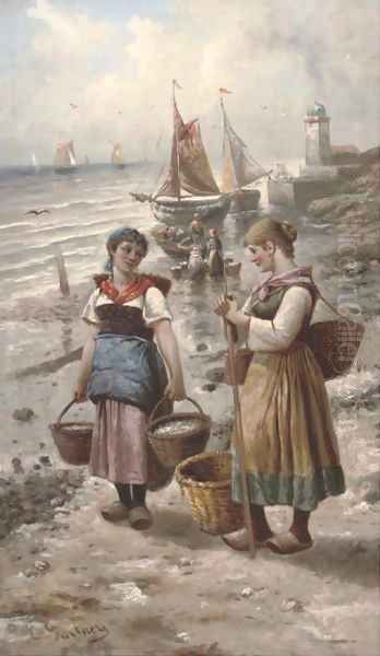Fisherwives on the shore - view 1