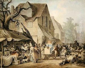 A Market Scene by Samuel Hieronymous Grimm