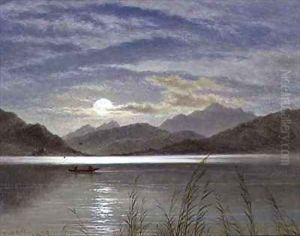 Lake Scene by Moonlight by Arthur Gilbert