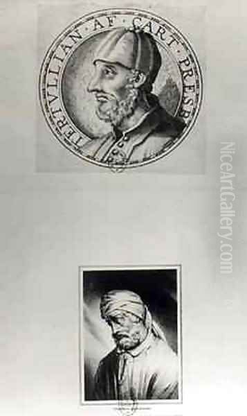 Two portraits of Quintus Septimus Florens Tertullianus 160-c.220 known as Tertullian - view 1