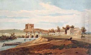 The Watermill above the Bridge at Charenton by Thomas Girtin