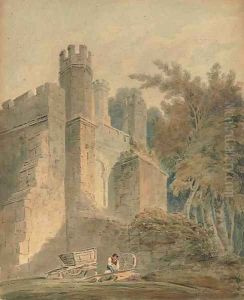 A woodman before a castle by Thomas Girtin