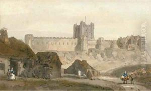 Travellers before Bamburgh Castle by Thomas Girtin