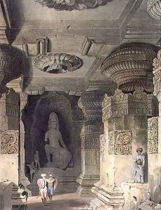 Interior of the Cave Temple of Indra Subba at Ellora