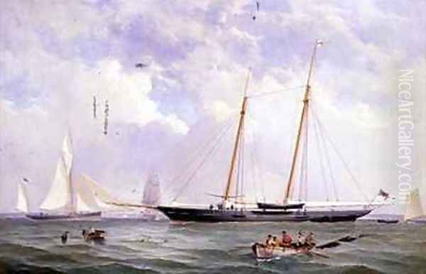 A Portrait of the 110 Ton Royal Yacht Squadron Schooner Viking off the Needles - view 1