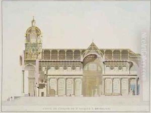 Cross Section of the Church of St Jacques Brussels from Choix des Monuments Edifices et Maisons les plus remarquables du Royaume des Pays Bas by Pierre Jacques Goetghebuer