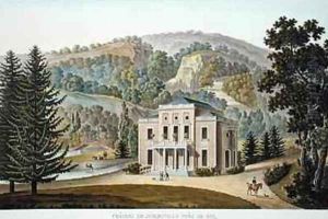 Chateau of Juslenville near Spa from Choix des Monuments Edifices et Maisons les plus remarquables du Royaume des Pays Bas by Pierre Jacques Goetghebuer