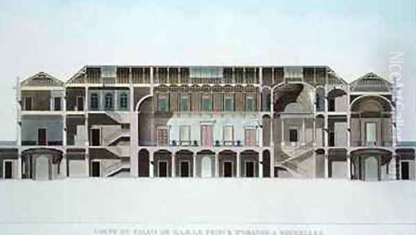 Cross Section of Palace of the Prince of Orange Brussels from Choix des Monuments Edifices et Maisons les plus remarquables du Royaume des Pays Bas - view 1