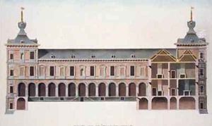 Cross Section of Chateau at Ronse Belgium from Choix des Monuments Edifices et Maisons les plus remarquables du Royaume des Pays Bas by Pierre Jacques Goetghebuer