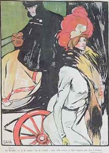 Cartoon depicting a cabman with a courtesan - view 1