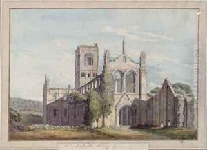 North West View of Kirkstall Abbey by Moses Griffiths