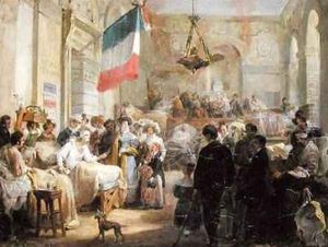 Queen Marie Amelie 1782-1866 Visiting the Wounded at the Ambulance de la Bourse by Nicolas Louis Francois Gosse