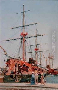 Building of the Battleship Admiral Kornilov in Brittany by Nikolai Nikolaevich Gritsenko