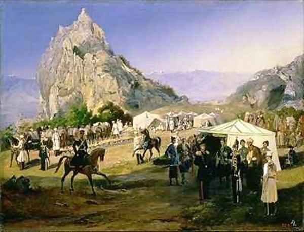 The Summer Camp of the Regiment of Nizhegorodsky Dragoons near Karagach - view 1