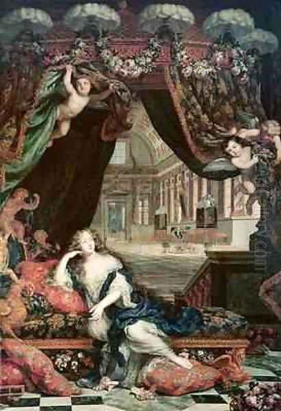 Portrait of Madame de Montespan 1640-1707 reclining in front of gallery of the Chateau de Clagny - view 1